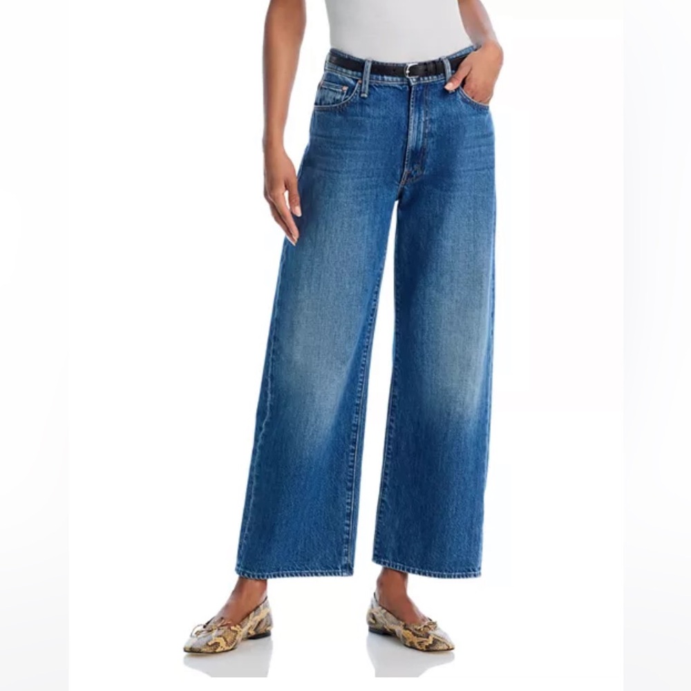 Mother The Dodger High Rise Ankle Wide Leg Jeans in Green Thumb size 24
